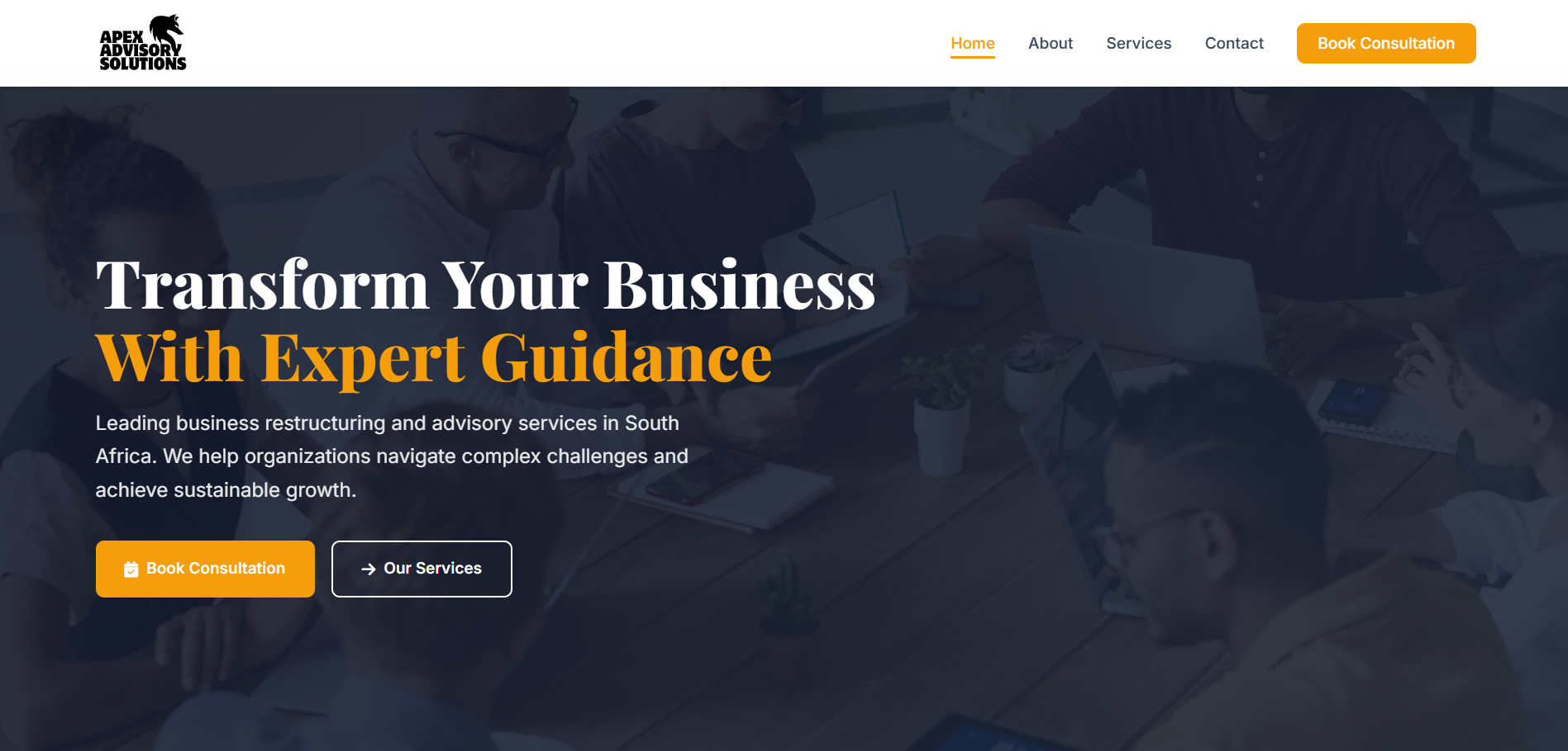 Screenshot of the Apex Advisory Solutions website