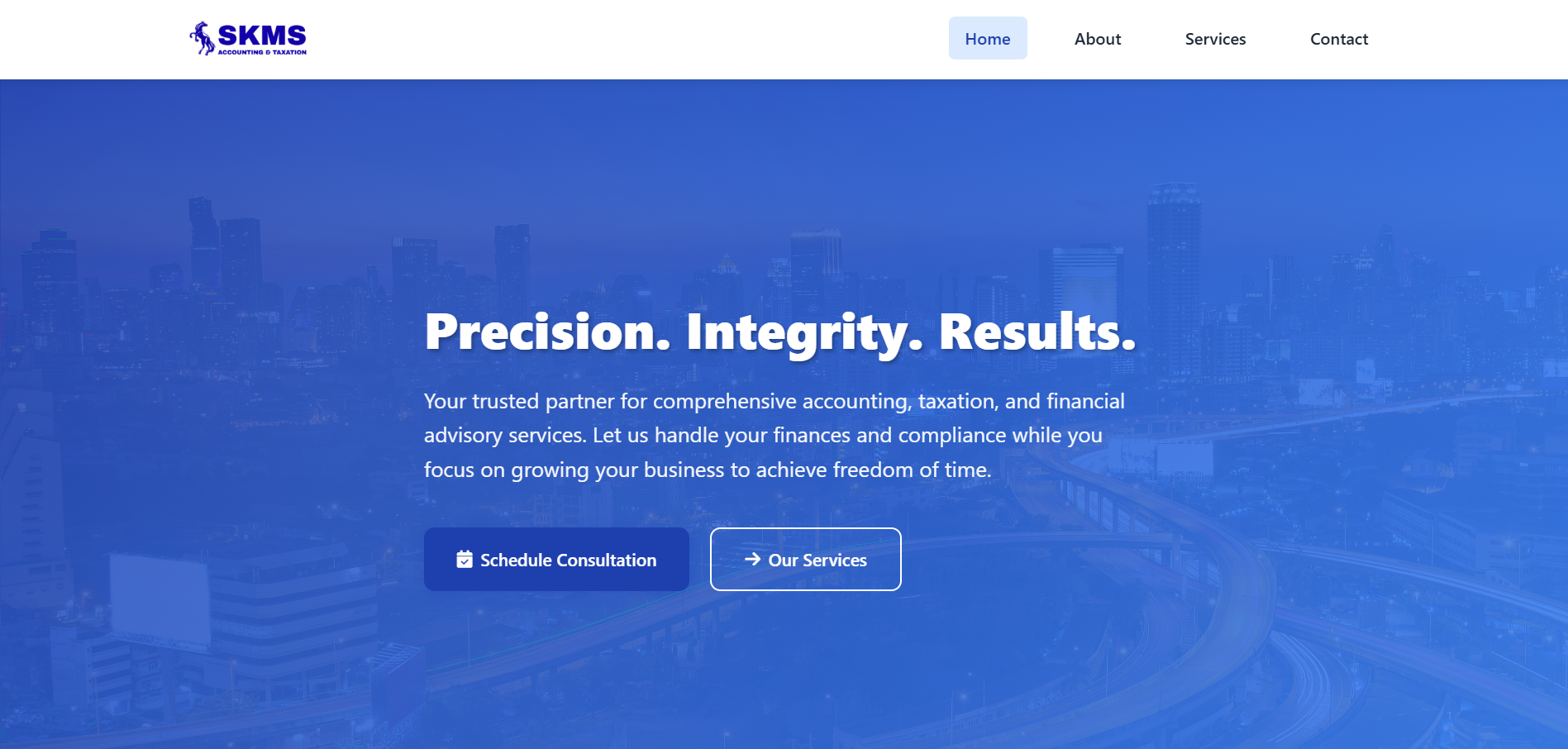Screenshot of the SKMS Accounting & Taxation website